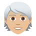 🧑🏼‍🦳 person: medium-light skin tone, white hair display on JoyPixels